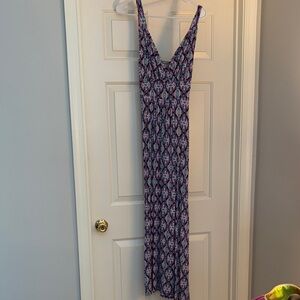 Loveappella Purple and Blue Patterned Maxi Dress